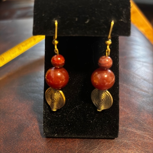 Carnelian dangle drop earrings - Picture 3 of 6